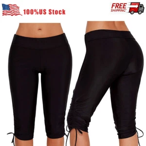 Ladies Shorts Plus Size Rash Protective Pants Long Swim Shorts High Waist Beach - Picture 1 of 15