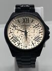GENEVA Ladies Watch New Battery Black Band To 7-1/2” Wrists Sparkly Gold Dial
