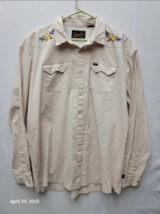 HOWLER BROTHERS Western Hibiscus Flowers Mens Shirt XXL 2XL Pearl Snap Crosscut - Picture 1 of 14