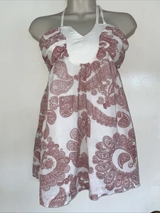 Pink/Red Paisley Sun Top halter neck ROXY a size S Cotton - Picture 1 of 15