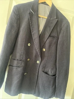 Blazer chic de lino con doble botonadura para hombre Foto 1 de 4