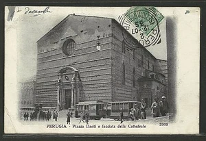 Perugia - Piazza Danti e Cattedrale - Molto Animata con Tram - Viaggiata - Imagen 1 de 2