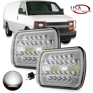 Pair 7x6" LED Headlights High/Lo Beam Halo DRL For Express Savana 1500 2500 3500 - Picture 1 of 11