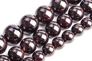 Cuentas sueltas redondas de piedras preciosas de vino tinto grado AA 3-4/5-6/7-8/9-10 MM - Imagen 1 de 12