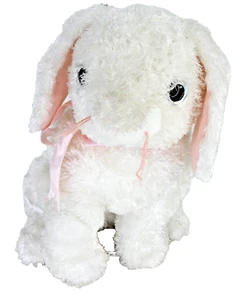TY Beanie Bunny Rabbit Soft Toy 100% Silk Shell Pink Bow 2002 24 cm White Plus - Picture 1 of 11