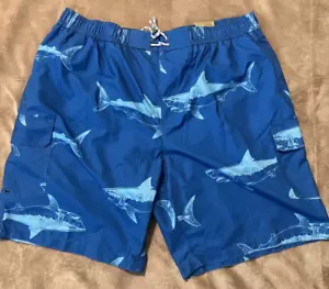 Men's The Foundry BIG & TALL 3X Blue Swimwear Blue with Sharks - Picture 1 of 7