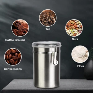 1.8L Coffee Food Canister Airtight Stainless Steel Kitchen Storage Container - Picture 1 of 20