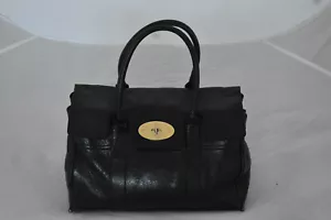 Mulberry Black Grain Leather Gold Detail Bayswater Large Womens Shoulder Bolso - Imagen 1 de 12