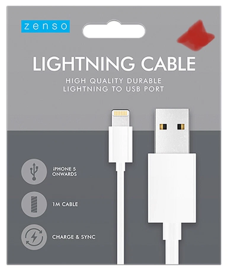 ZENSO IPHONE WHITE FAST CHARGING CABLE 1M CHARGE AND SYNC New - Image 1 of 1