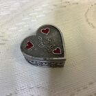 Vintage 1982 Spoontiques Pewter Mini Heart Trinket Box I Love You Script Inside