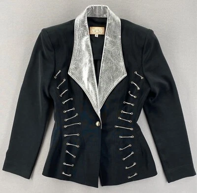 Blazer Cache negro vintage años 80’s para mujer detalles plateados talla S estilo C-142 arte Foto 1 de 4