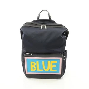 FENDI Vocabulary BLUE Rucksack Backpack bag 7VZ035 Nylon leather Navy Used mens - Picture 1 of 10