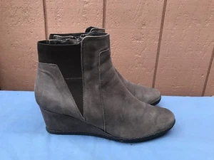 EUC Geox Respira Women's Size 42 US 11 Brown Leather Wedge Ankle Boots Shoes A4 - Picture 1 of 10