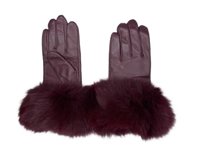 Women Genuine Fox Fur Warm Gloves Real Lambskin Leather Cashmere Lined Gloves - Image 1 of 4