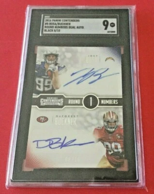 2016 Contenders Deforest Buckner Joey Bosa Dual Auto Rookie 8/10 SGC 9 - Image 1 of 2