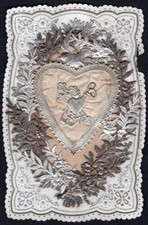 Holy card canivet tela de seda antique del S. Cor santino image pieuse