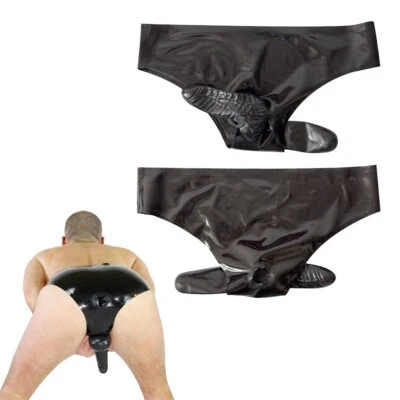 Latex Rubber Briefs Male's Shorts With Boxers Penis Sheath Underwear 0.4mm - Image 1 of 4