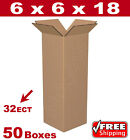 50 - 6x6x18 Cardboard Boxes Mailing Packing Shipping Box 32ECT Corrugated Carton