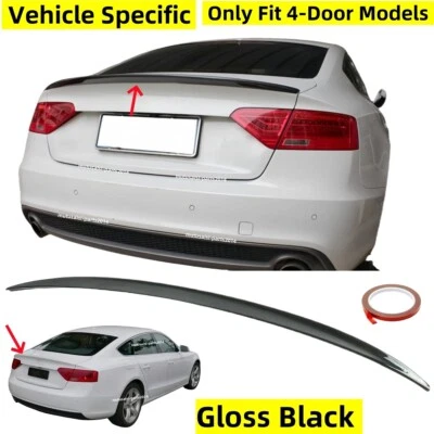 FOR AUDI A5 08-17 S5 4DOOR GLOSSY BLACK TRUNK LID HIGHKICK DUCKBILL SPOILER WING Foto 1 de 4