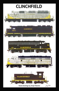 Alfombra de locomotoras Clinchfield 12""x18"" firmada por Andy Fletcher - Imagen 1 de 1