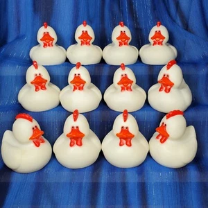 12 White Farm Chicken Ducks Rubber Duck Farm Eggs NEW - Picture 1 of 4