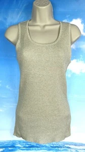 Carol Rose Size M BEIGE Metallic SWEATER TANK Ramie-Cotton-Lurex $26- - Picture 1 of 7