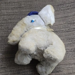 Vintage Plush Elephant Stuffed Animal – Beret Hat, Plastic Eyes 1950s 60s Dumbo? - Picture 1 of 24