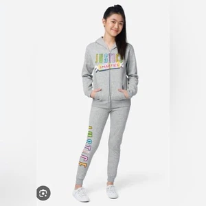 Justice Grey Smarties Themed Girls Joggers Size XS (6) - Picture 1 of 5