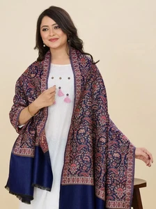 Blue Pashmina Cashmere Paisley Scarf Shawl Wrap Silk Soft Women Wool Warm Throw - Picture 1 of 5