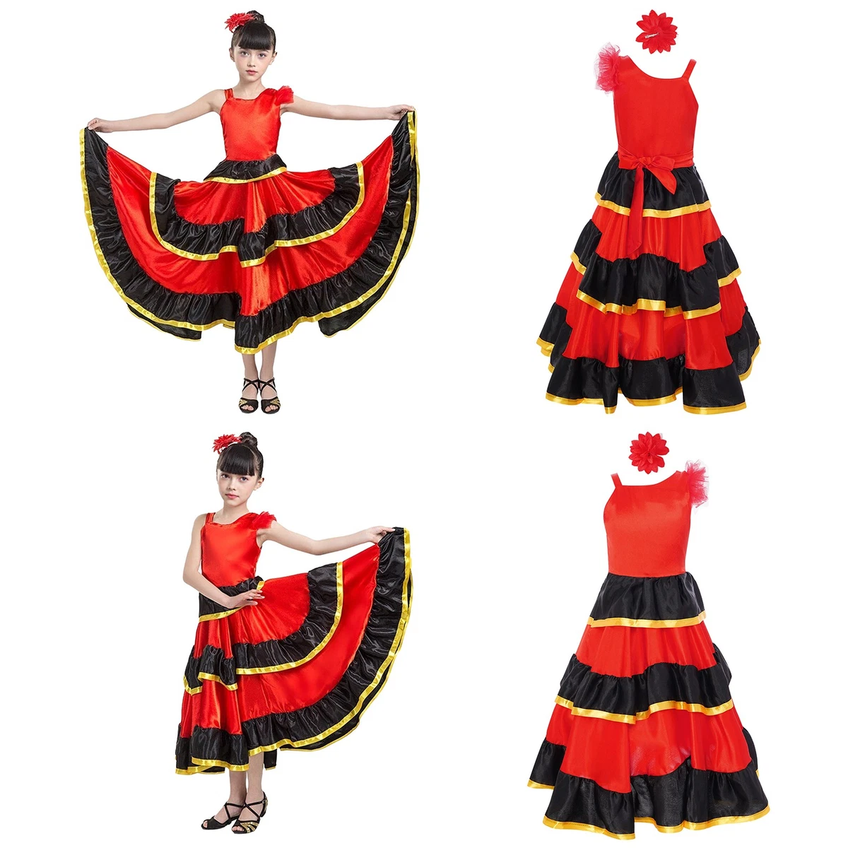 Atosa Flamenca-Kostüm Für Mädchen (5–6 Jahre) – Schwarzes Kleid Aus 100% Polyester