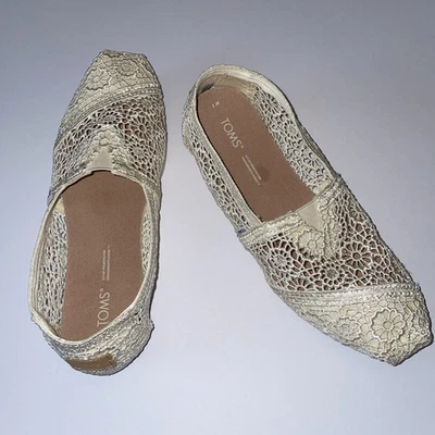 Zapatos TOMS Para Mujer Talla 7 Natural Crema Alpargata Marroquí Crochet Cómodos Informales Foto 1 de 4