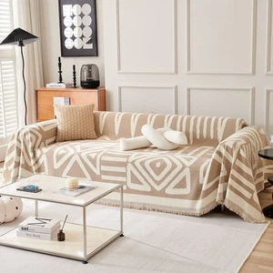 Couch Cover Boho Reversible Chenille Furniture Protector 3 Seat Sofa Slipcove... - Picture 1 of 9