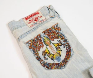 Vintage True Religion BOBBY Embroidered LOGO Pocket MEN’S Jeans USA 36 X 33 RARE - Picture 1 of 24