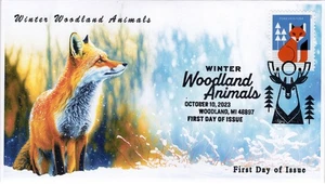 23-248, 2023, Winter Woodland Animals, First Day Cover, Pictorial Postmark, Fox, - Picture 1 of 1