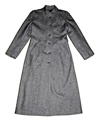 Jill Jr. vintage años 80 Gabardina para mujer gris entallada y acampanada de mezcla de lana S-M Foto 1 de 4