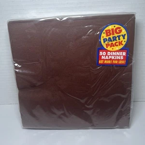 Amscan 50ct -2ply Big Party pack chocolate Brown Dinner Napkins 40cmx40cm - Picture 1 of 4