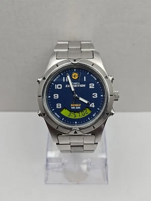 Vintage Timex Expedition Ana Digi Blue Dial Watch Indiglo 50M Alarm New Battery - image 1 of 4