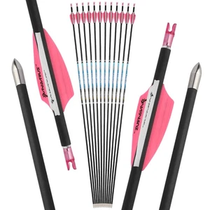 12X Pure Carbon Arrows SP200-1500 Archery Vanes ID4.2mm Tips Hunt PANDARUS .003" - Picture 1 of 12