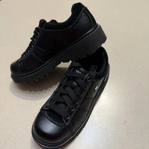 Skechers Womens Sz 6 Chunky Black Leather Lace Shoes Y2K Excellent Condition! - Picture 1 of 10