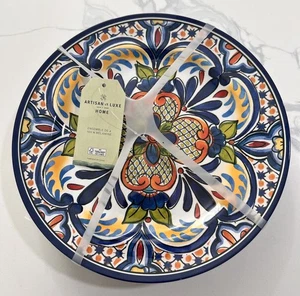 Artisan De Luxe set of 4 Melamine Spanish Tile Salad 9”Plates Round Multicolor - Picture 1 of 6