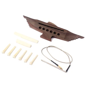 Set 6 String Acoustic Guitar Rosewood Bridge & Pins Piezo Pickup Saddle Nut Set - Picture 1 of 5