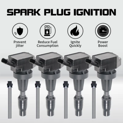  For 2016 2017 2018 Hyundai Tucson 1.6L L4 HQ 4X Ignition Coil & Connect Wire - Imagem 1 de 4