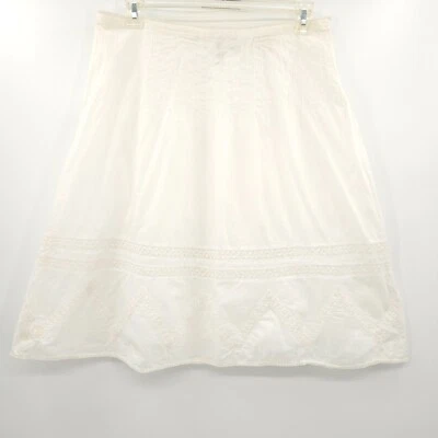 Falda de algodón línea A St John's Bay talla 16 blanco encaje crochet coqueta romántica Foto 1 de 4