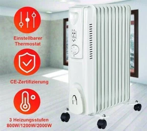 Elektroheizkörper 2000 W Heizung 9 Rippen Ölradiator Ölheizung Weiß NEU! OVP! - Bild 1 von 3