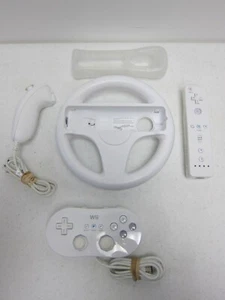 Lot Of Nintendo Wii Controllers Nunchuck Classic Steering Wheel Tested Works - Picture 1 of 2