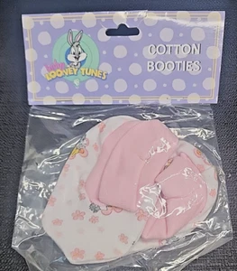 Baby Looney Tunes Baumwolle Stiefeletten rosa Blumen 0-6 Monate (T99) - Bild 1 von 3