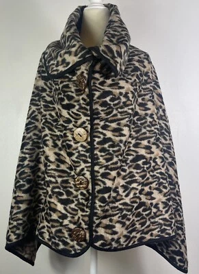 Poncho envolvente con capa de chal con estampado de animales de leopardo talla única Lagenlook Boho acogedor Foto 1 de 4