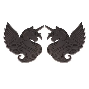 Unicorn Emblem Black 3D Badge Decal Set of 2 Auto Accessories for Car Truck SUV - Picture 1 of 6