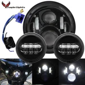 Eagle Lights 7" Negro Gen 2 Faros LED Kit-Luces de Paso Anillo Adaptador + Cable - Imagen 1 de 7