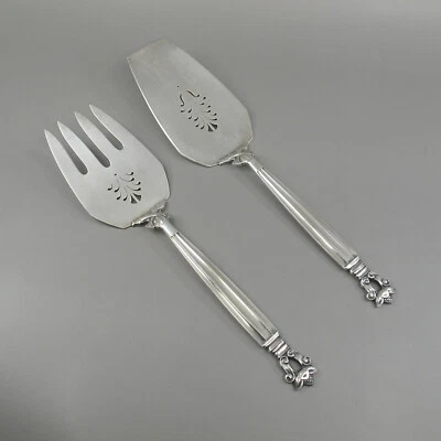 Juego para servir pescado de plata esterlina ACORN de GEORG JENSEN Dinamarca  Foto 1 de 4